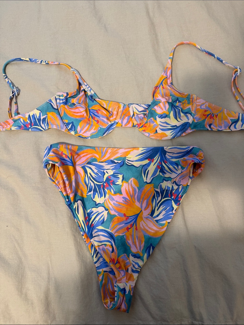 Stone Fox Swim Kids Floral Bikini - Blue, Orange, Pink, White